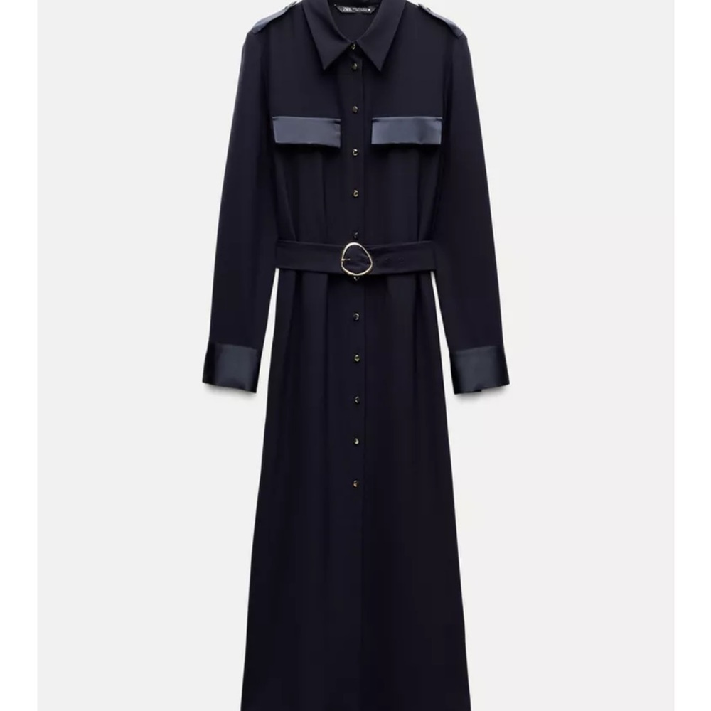 Black Long Sleeve Belted Dress